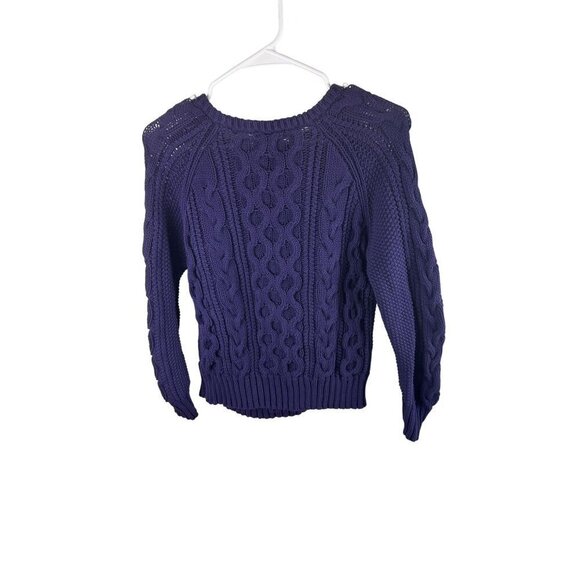 J.Crew Women's Fisherman Cable Knit Sweater Navy Blue Cotton L/S Sz S EUC - Picture 5 of 9